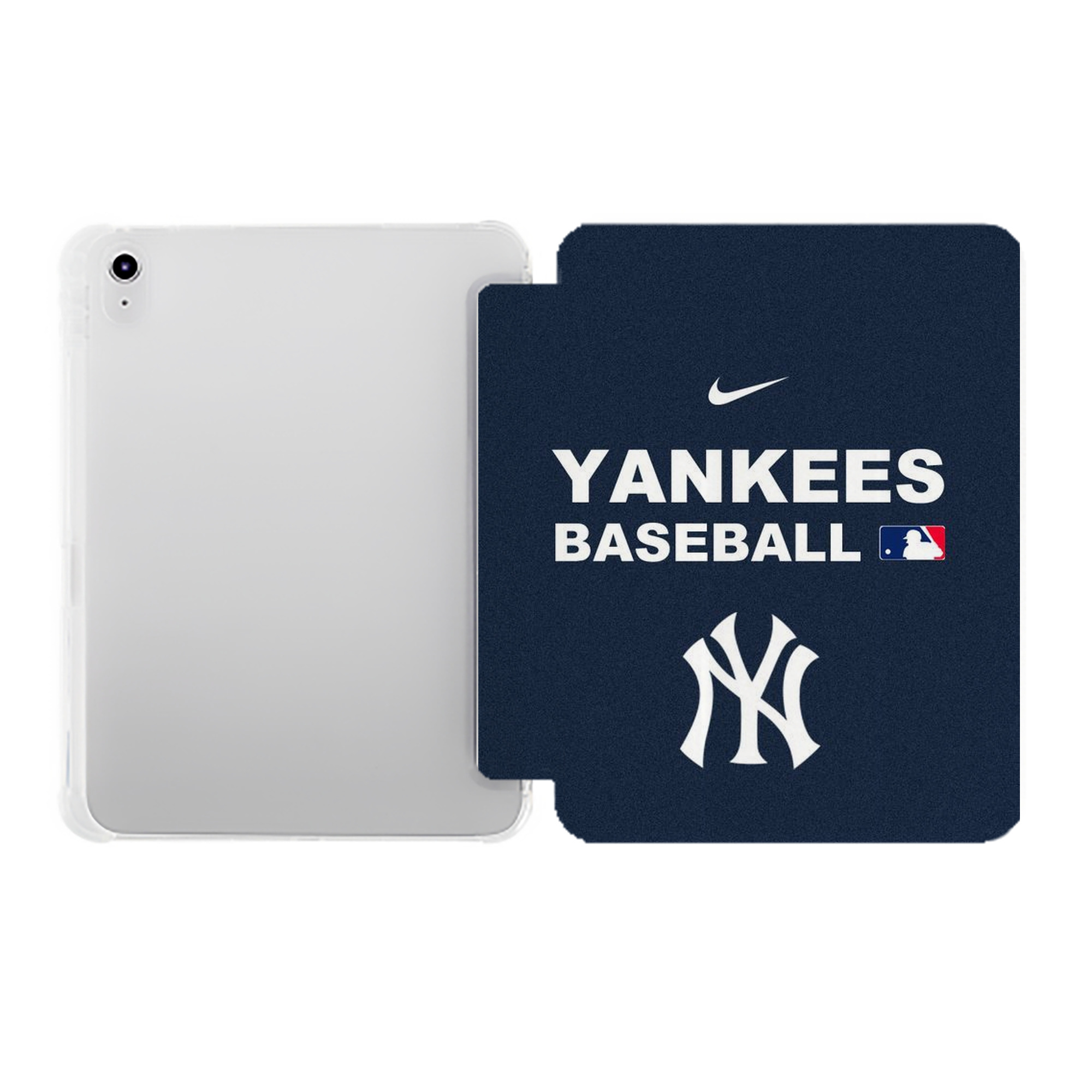 New York Yankees 214 Premium Tri-Fold PU Leather & Silicone IPad Case With Pencil Slot – Fits 9.5,10.5,10.9 – Adjustable Stand, Slim, Protective
